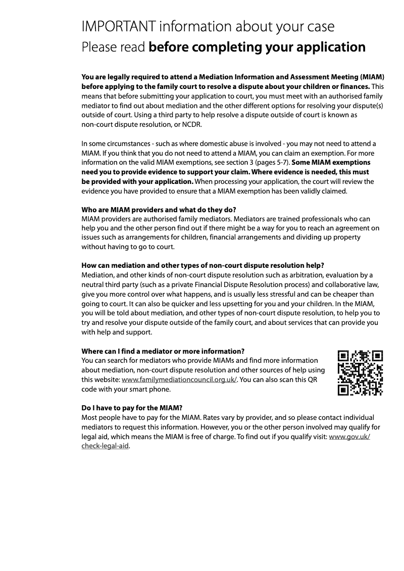 C100 Application under section 8 of the Children Act 1989 for a child arrangements prohibited steps specific issue order or to vary or discharge or ask permission to make a section 8 order preview