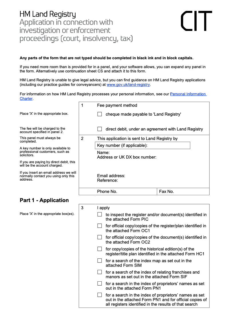 CIT Application in connection with court proceedings insolvency and tax liability preview