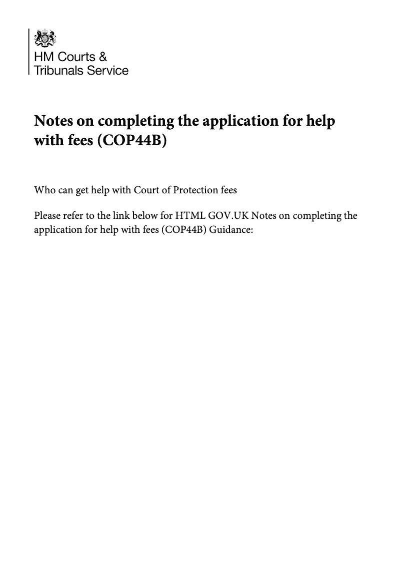 COP44B A guide to applying for help with Court of Protection fees preview