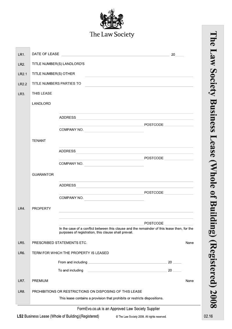 LS2 Registered Business Lease (Whole of Building) (Registered) 2008 ...