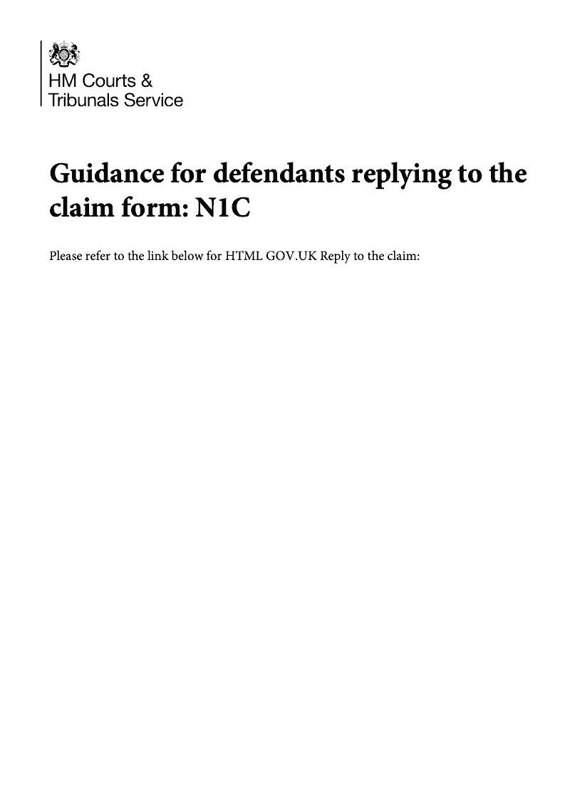 N1C Notes for defendant on replying to the claim form preview