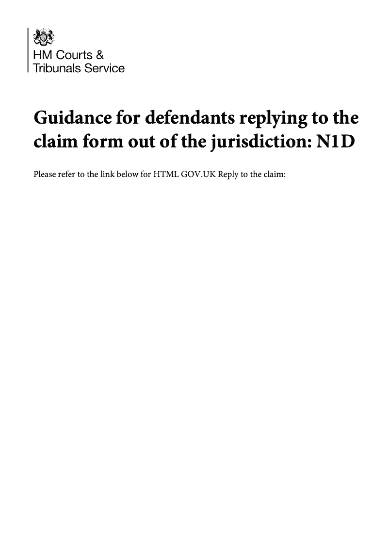 N1D Notes for defendant on replying to the claim form out of the jurisdiction preview