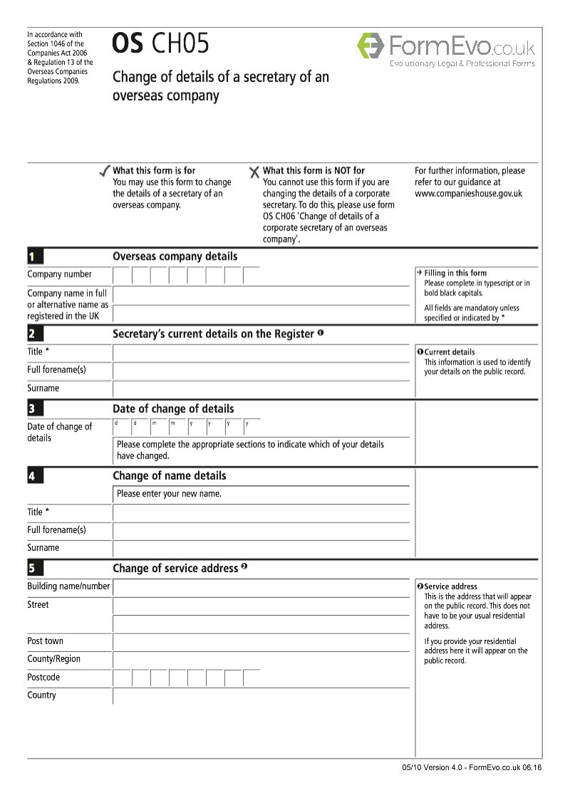 OS CH05 Change of details of a secretary of an overseas company Section 1046 preview