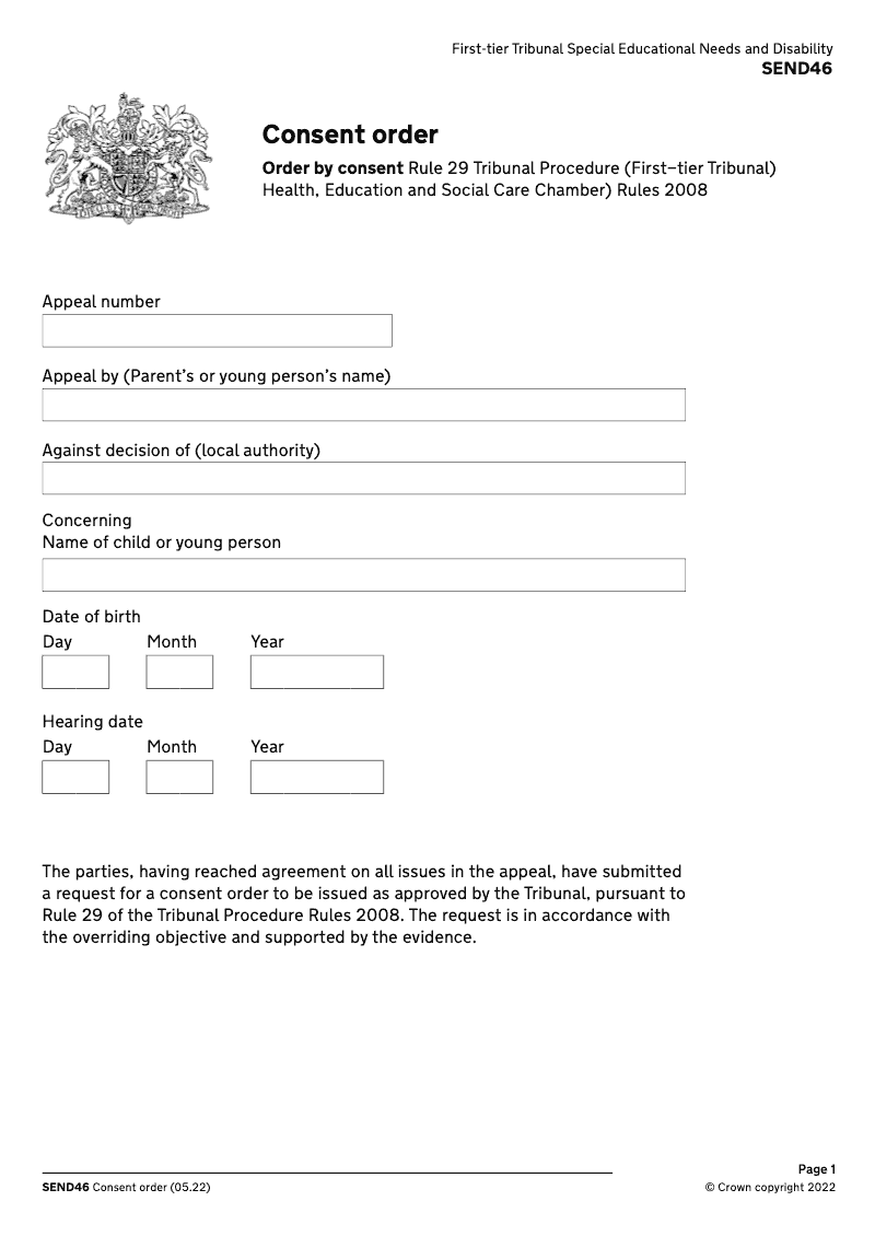 SEND46 Consent order electronic signature available preview