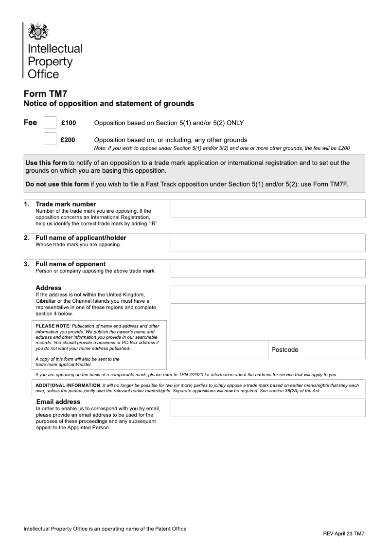 TM7FS Notice of opposition and statement of grounds - Compulsory Front ...