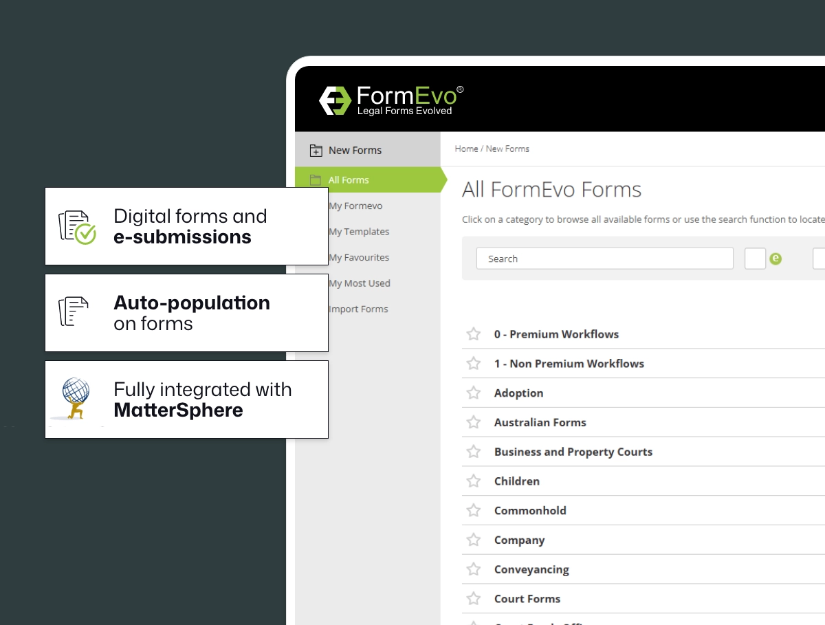access each other’s forms, confident that the most up-to-date forms were in use– a key component to success for the firm.